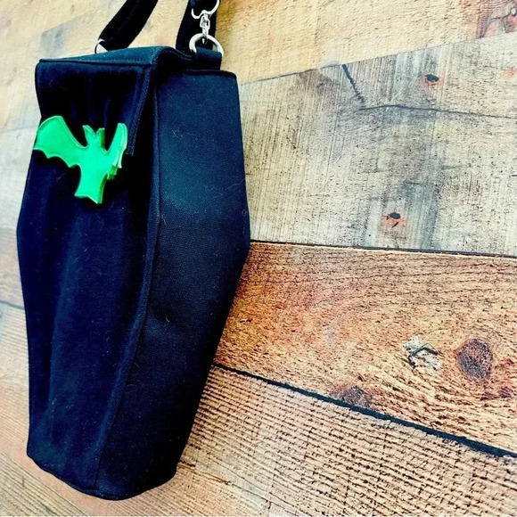 NWOT Sweet Midnight Coffin Backpack Bag With Bat - Picture 3 of 7